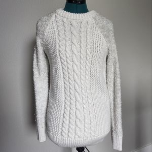 Maternity Cozy Textured Crew Neck Knit Sweater White XS